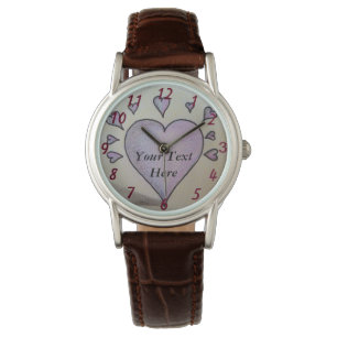 Montre coeur et petits coeurs pourpres peignant
