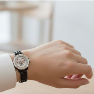 Montre Cœur Floral Romantique – Photo personalisée