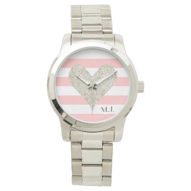 Montre Coeur Parties scintillant argent (devant)