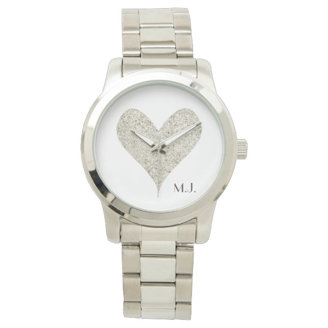 Montre Coeur Parties scintillant argent (devant)