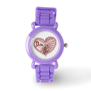 Montre Coeur Parties scintillant rouge