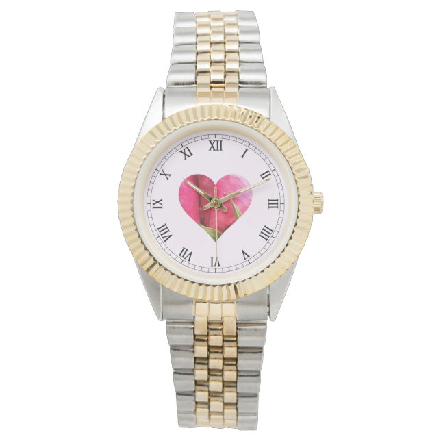 Montre Coeur rose romantique (devant)