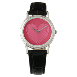 Montre Coeur rouge rose sur un arrière - plan rouge plus 