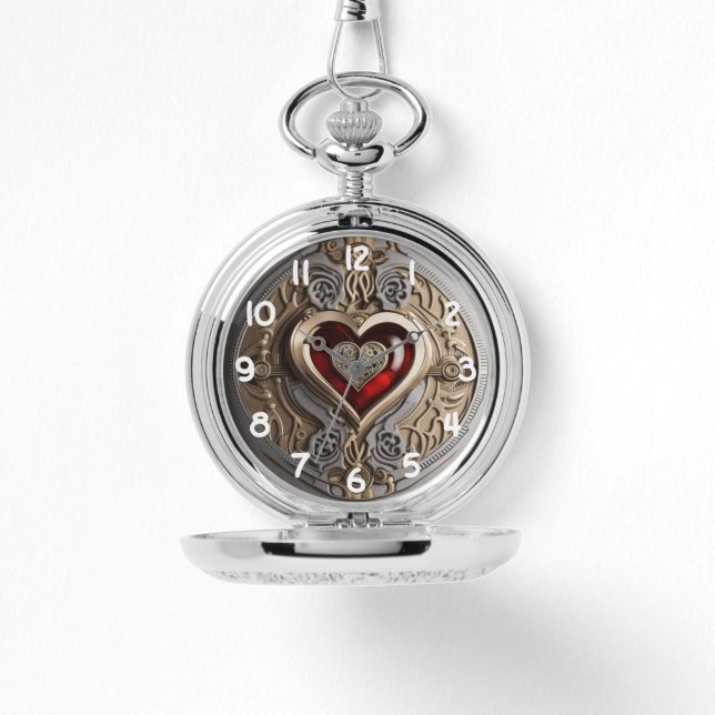Montre Cœur Steampunk Intemporel de l'Amour (Recto)