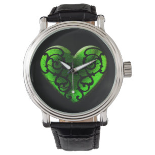 Montre cœur vert de la Saint-Patrick Goth