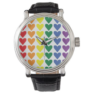 Montre Coeurs arc-en-ciel
