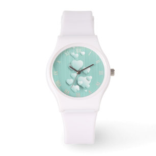 Montre Coeurs blancs 3D