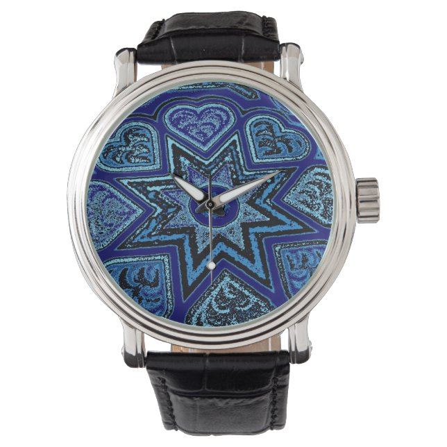 Montre Cœurs Bleu Denim (devant)