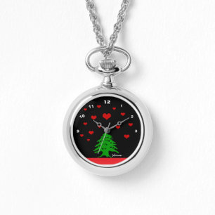 Montre Coeurs du Liban et drapeau libanais mode / inversi