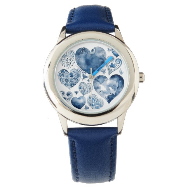 Montre Coeurs en Delft Blue (devant)