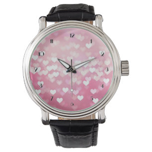 Montre Coeurs étincelants rose Motif Montre-poignet