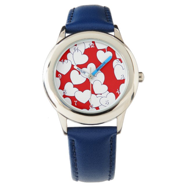 Montre Coeurs Mignons Poignets Rouge Et Blanc Attention P (devant)