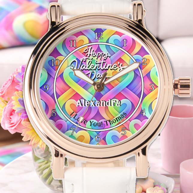 Montre Cœurs modernes colorés Saint-Valentin personnalisé (Créateur téléchargé)