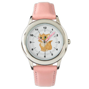 Montre Coeurs roses de chat mignons réglables pour enfant
