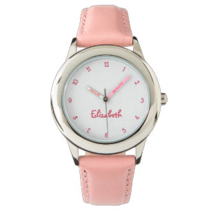 Montre Coeurs roses mignons Filles Nom personnalisé Fille