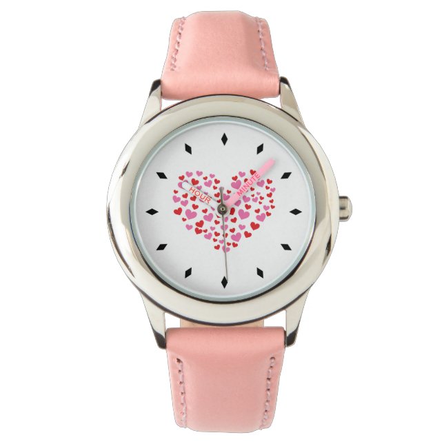 Montre Coeurs Rouge Et Rose (devant)