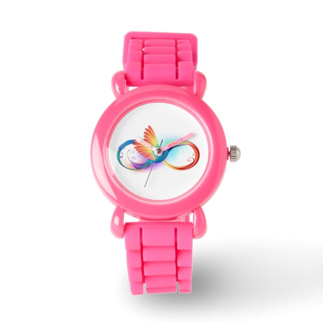 Montre Colibri arc-en-ciel avec symbole d'infini (Recto)