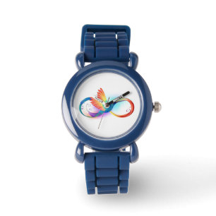 Montre Colibri arc-en-ciel avec symbole Infinity
