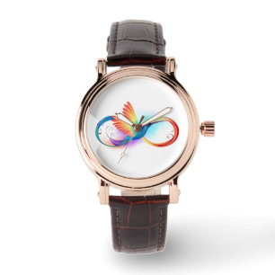 Montre Colibri arc-en-ciel avec symbole Infinity