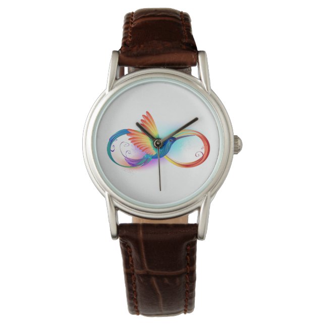Montre Colibri arc-en-ciel avec symbole Infinity (devant)