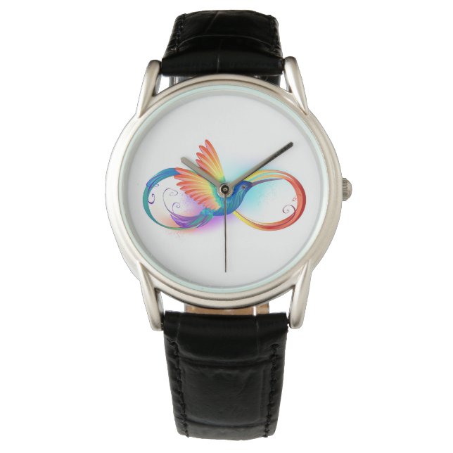 Montre Colibri arc-en-ciel avec symbole Infinity (devant)