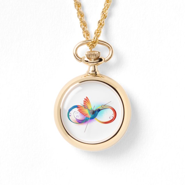 Montre Colibri arc-en-ciel avec symbole Infinity (Recto)