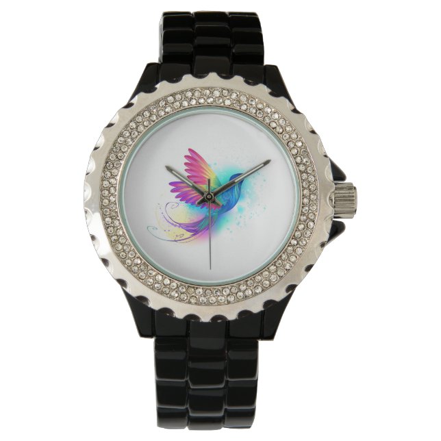 Montre Colibri arc-en-ciel exotique (devant)