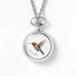 Montre Colibri coloré pointillisme, personnalisable