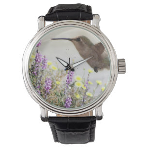 Montre Colibri et Art numérique Fleur sauvage