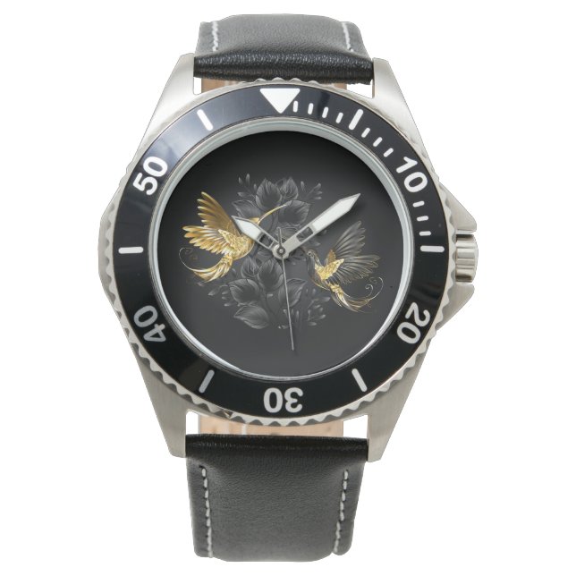 Montre Colibri noir et or (devant)