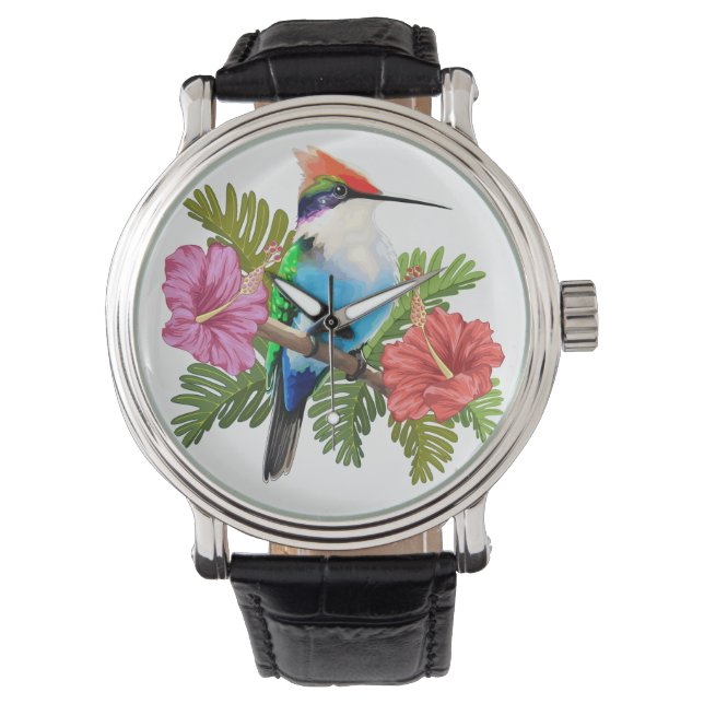 Montre Colibri se reposant et Hibiscuses (devant)