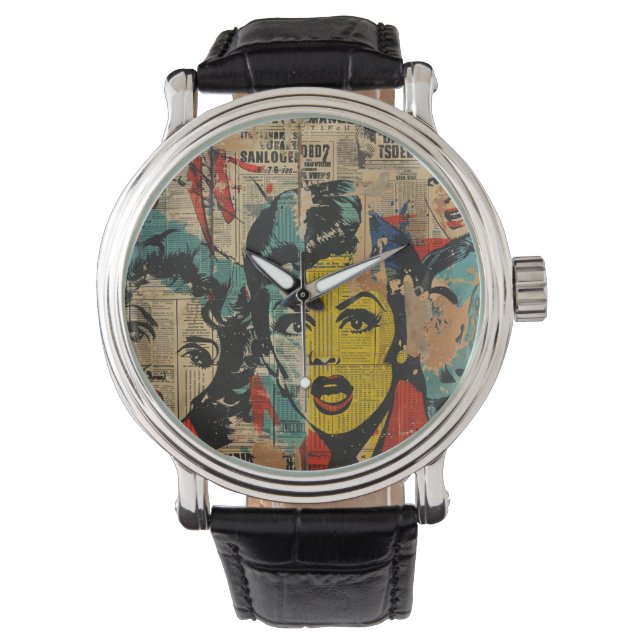 Montre Collage d'Art Pop Rétro (devant)