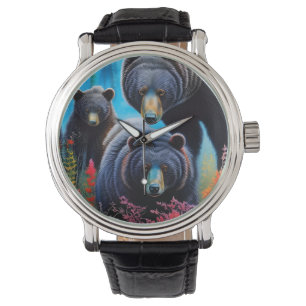 Montre Collage de la famille de l'ours