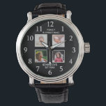Montre Collage de photos 4 personnalisées Nom de famille<br><div class="desc">Créez votre propre montre photo collage avec 4 de vos photos préférées. La montre photo cadre vous aide à chérir vos moments spéciaux et fait également un cadeau réfléchi pour les parents, grands-parents et amis. La montre personnalisée avec photos en fait un cadeau parfait pour toutes les occasions. Personnalisez avec...</div>