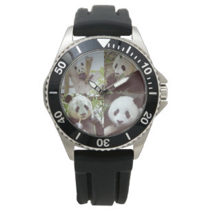 Montre collage de quatre images de panda