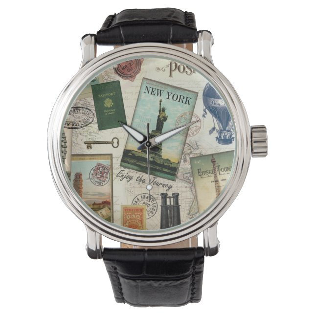 Montre collage de voyage vintage moderne (devant)