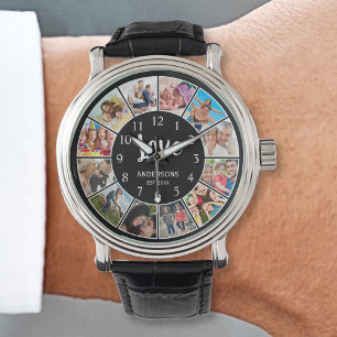 Montre Collage photo de famille personnalisée Noir person