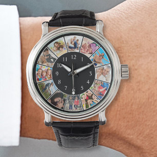 Montre Collage photo de famille personnalisée Noir person