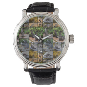 Montre Collage photo Otter, Mens Leather Big Face Watch