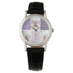 Montre Collage Photo Purple Best Mom Ever Cadeau