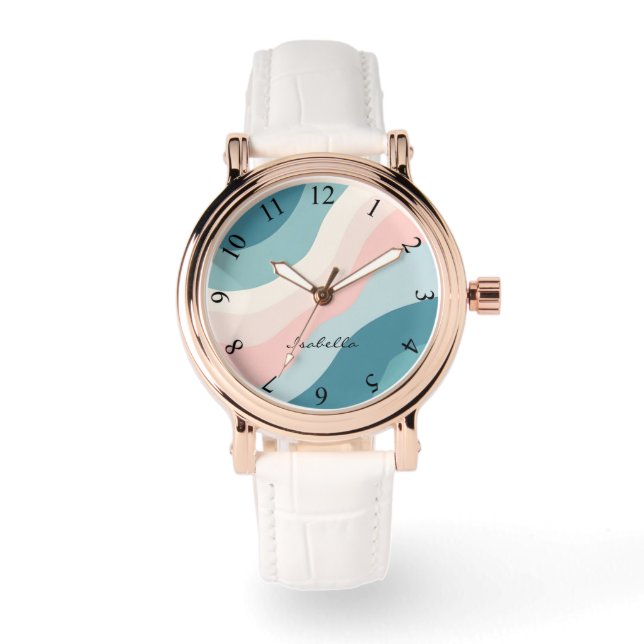 Montre Collection Abstrait Moderne Rose Pâle Menthe (Recto)
