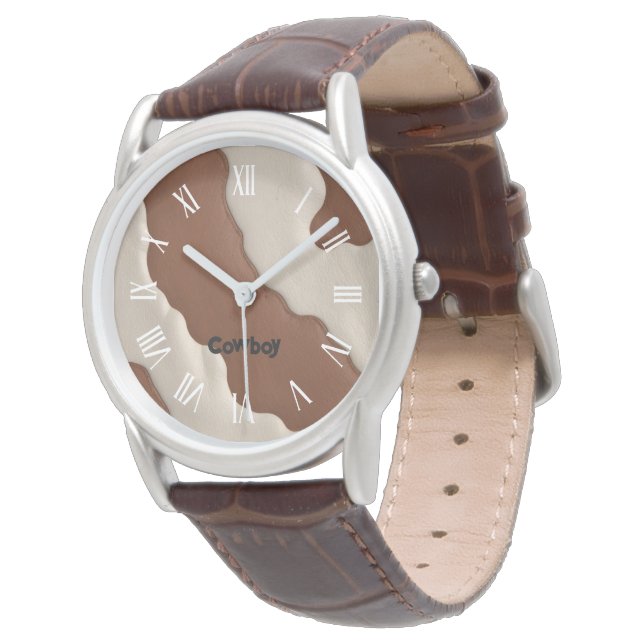 Montre Collection de luxe élégante en cuir de vache synth (Incliné)