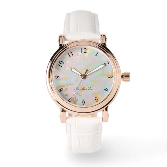 Montre Collection Luxe Populaire Rose Blush Menthe Or (Recto)