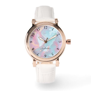 Montre Collection Luxe Rose Pâle Menthe Douce Or Moderne