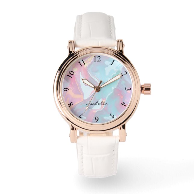 Montre Collection Luxe Rose Pâle Menthe Douce Or Moderne (Recto)