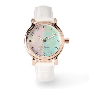 Montre Collection Luxe Tendance Rose Pâle Menthe Douce Or