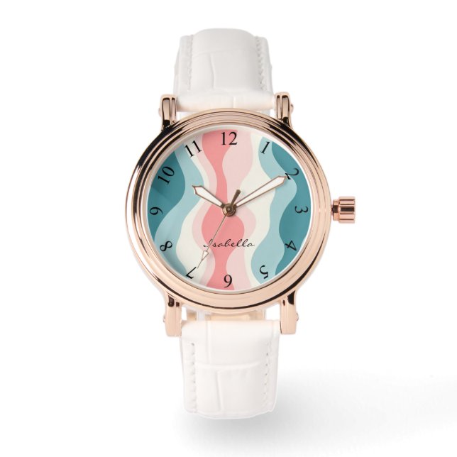 Montre Collection Tendance Abstraite Rose Pâle Menthe (Recto)
