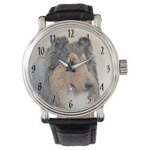 Montre Collie (Rough) Peinture - Cute Original Chien Art