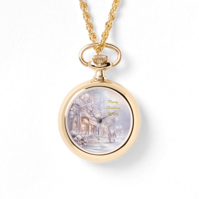 Montre collier de Noël Blanche Vintage eWatch (Recto)