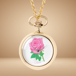 Montre Collier en Or Fleur de Rose Rose